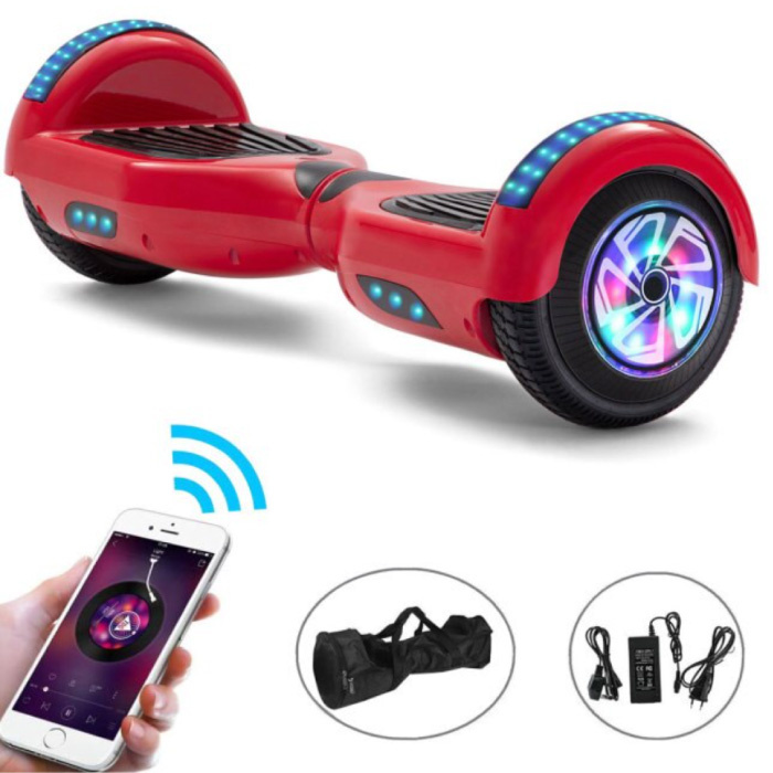Patinete eléctrico hoverboard con altavoz Bluetooth - 6.5 "- 500W - 2000mAh Batería - Balance Hover Board Rojo