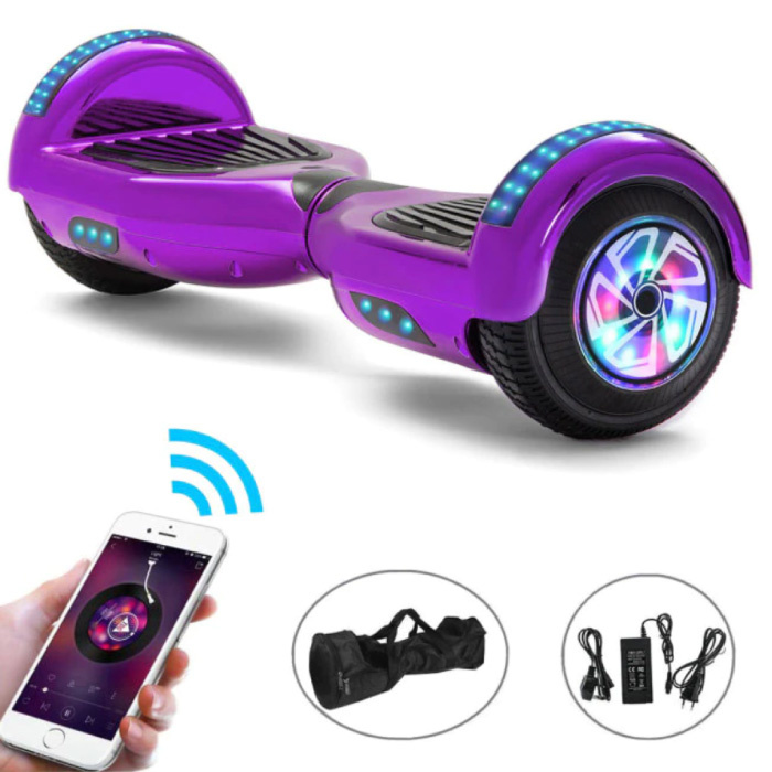 Elektryczna hulajnoga Hoverboard z głośnikiem Bluetooth - 6.5 " - 500 W - 2000 mAh Bateria - Balance Hover Board Purple