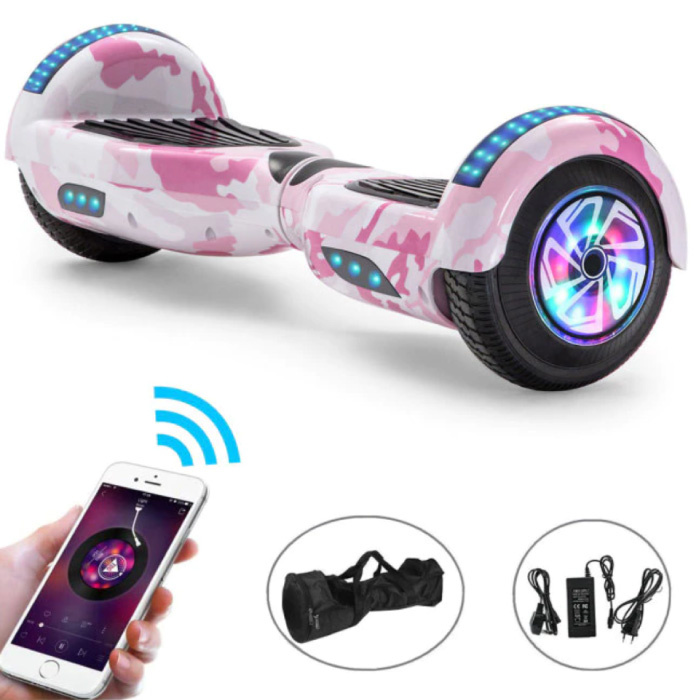 Elektryczna hulajnoga elektryczna z głośnikiem Bluetooth - 6.5" - 500W - 2000mAh Bateria - Balance Hover Board Pink Camo