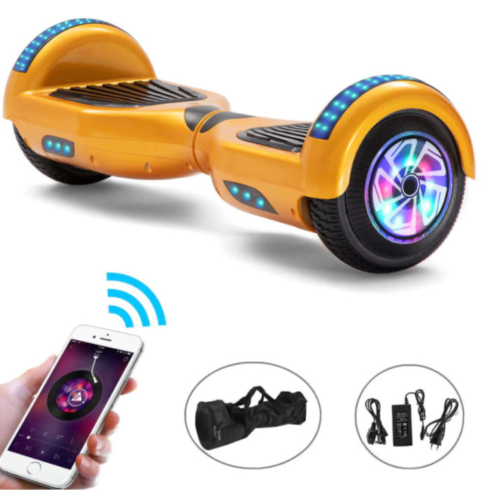 Hoverboard E-Scooter Électrique avec Haut-Parleur Bluetooth - 6,5" - 500W - Batterie 2000mAh - Balance Hover Board Or