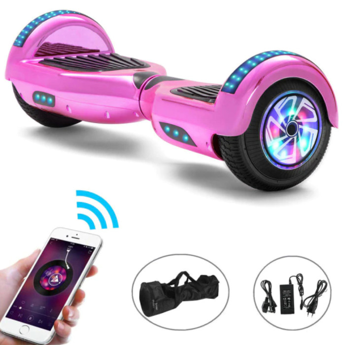 Electric E-Scooter Hoverboard with Bluetooth Speaker - 6.5" - 500W - 2000mAh Battery - Balance Hover Board Pink