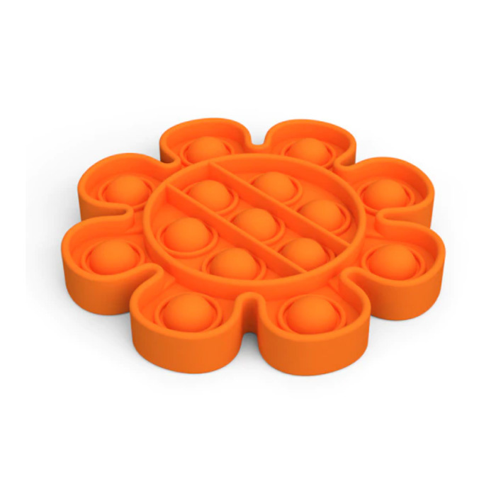 Pop It - Zappeln Anti Stress Spielzeug Bubble Toy Silikon Blume Orange