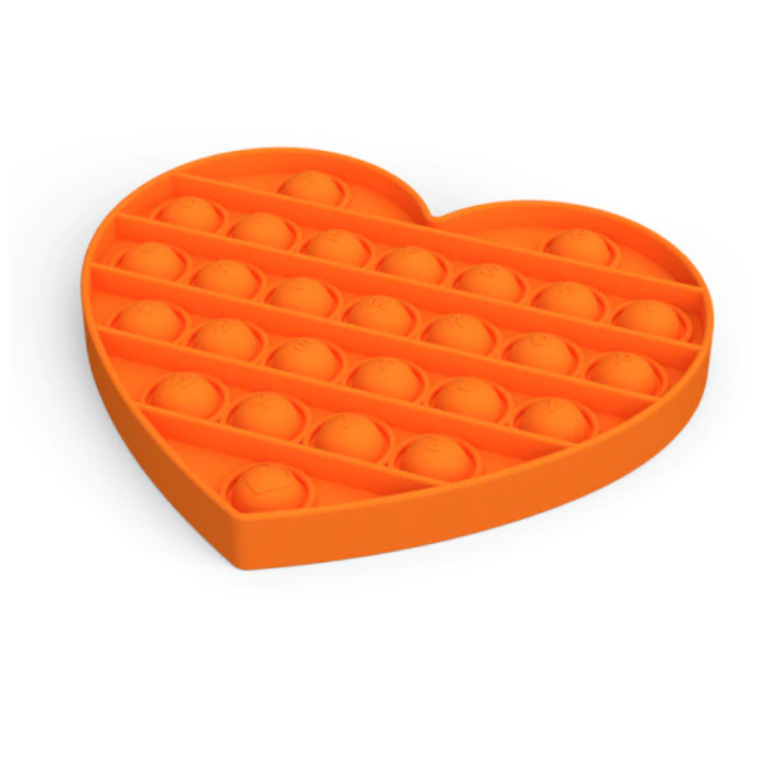 Stuff Certified® Pop It - Fidget Anti Stress Toy Bubble Toy Silicone Heart Orange