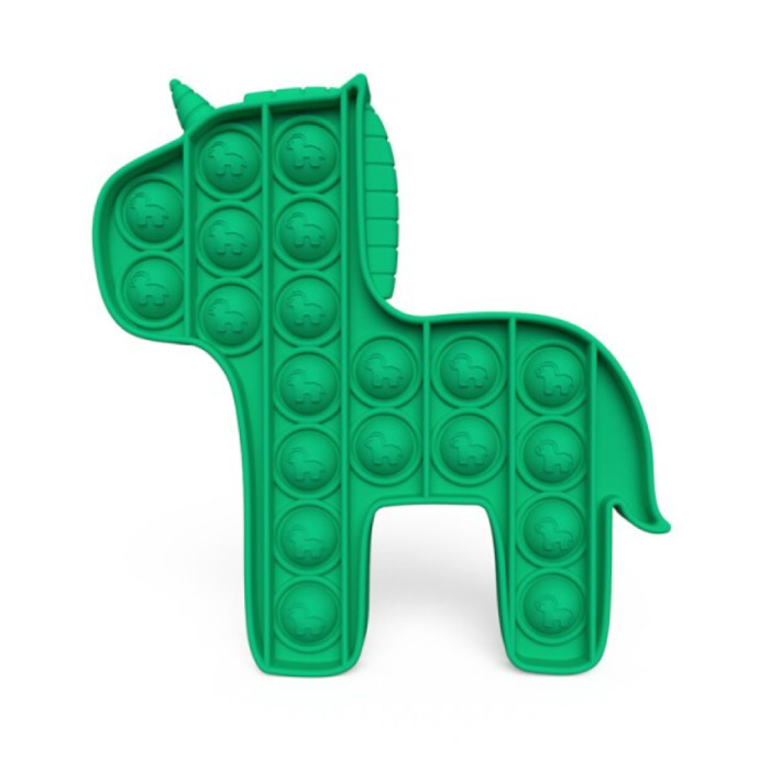 Pop It - Zappeln Anti Stress Spielzeug Bubble Toy Silikon Einhorn Grün