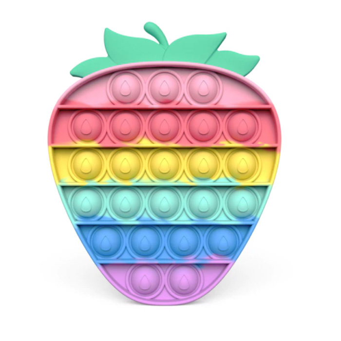 Stuff Certified® Hágalo estallar - Fidget Anti Stress Toy Bubble Toy Silicona Strawberry Rainbow