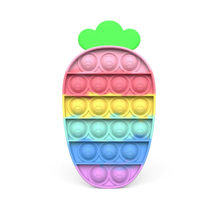Hágalo estallar - Fidget Anti Stress Toy Bubble Toy Silicona Zanahoria Arco iris