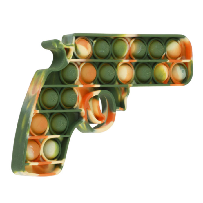 Pop It - Washed Fidget Anti Stress Toy Bubble Toy Revolver in silicone Camo