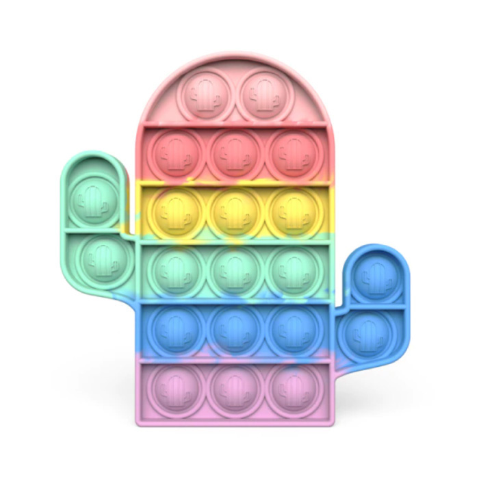 Stuff Certified® Pop It - Fidget Anti Stress Toy Bubble Toy Silicone Cactus Rainbow