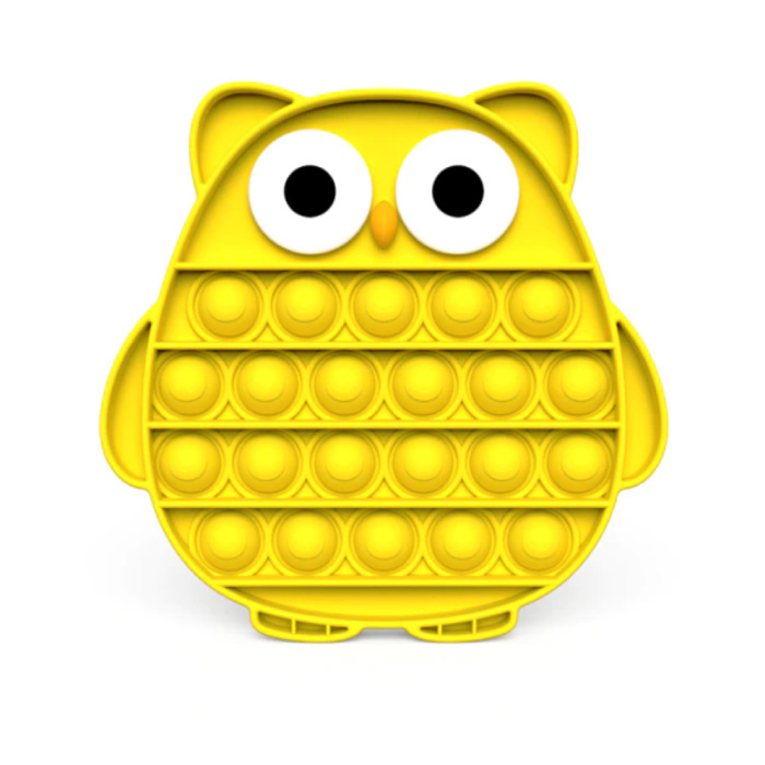 Stuff Certified® Pop It - Fidget Anti Stress Toy Bubble Toy Silicone Owl Yellow