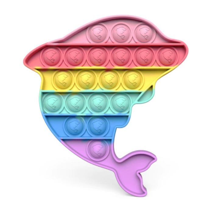Pop It - Zappeln Anti Stress Spielzeug Bubble Toy Silikon Delphin Regenbogen
