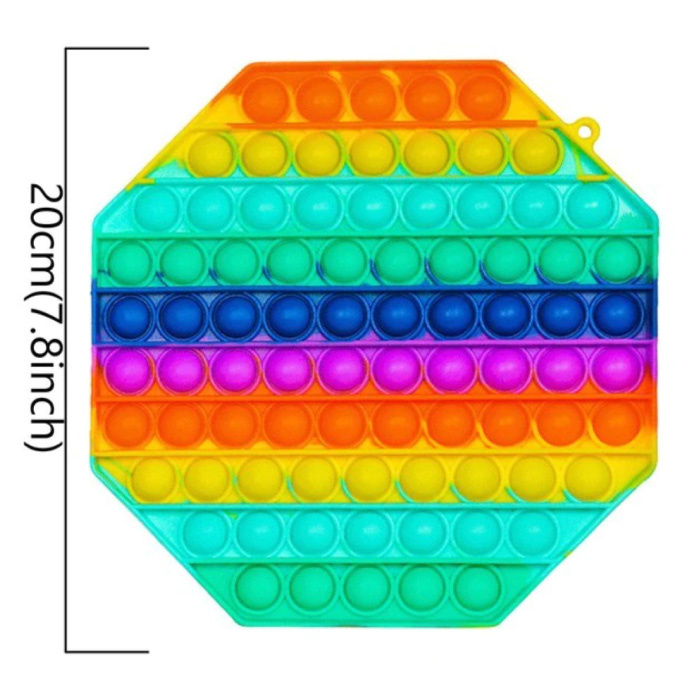 XL Pop It - 200mm Extra Large Fidget Anti Stress Toy Bubble Toy Silicone Octagon Rainbow