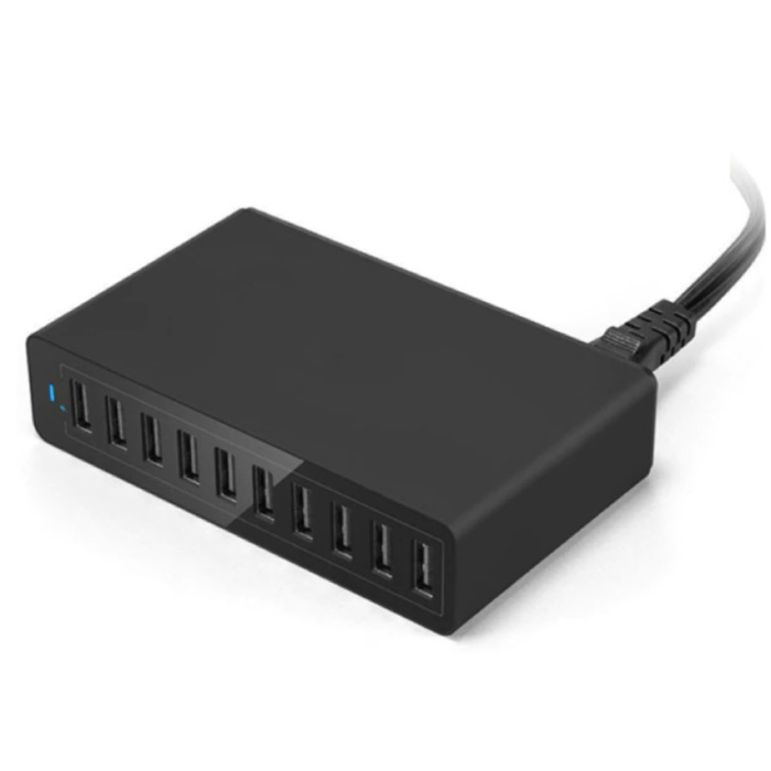 10-Port USB Ladestation 50W Wandladegerät Home Ladegerät Stecker Ladegerät Adapter Schwarz