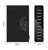 URVNS 10-Port USB Ladestation 50W Wandladegerät Home Ladegerät Stecker Ladegerät Adapter Schwarz