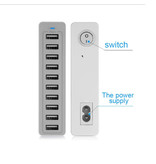 URVNS 10-Port USB Charging Station 50W Wall Charger Home Charger Plug Charger Adapter White