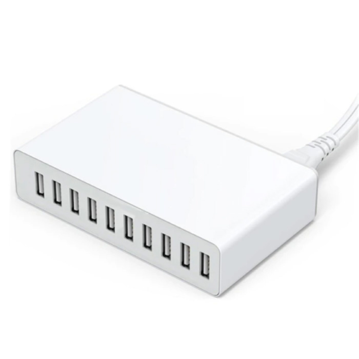 10-Port USB-Ladestation 50W Wandladegerät Home Ladegerät Stecker Ladegerät Adapter Weiß