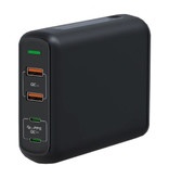 URVNS Estación de carga de 4 puertos - PPS / QC3.0 - Cargador USB de 150 W Cargador de enchufe de pared Cargador de pared Adaptador de cargador para el hogar Negro