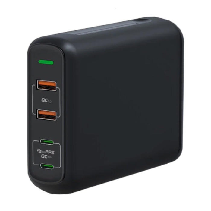 4-Port Charging Station - PPS / QC3.0 - 150W USB Charger Wall Plug Charger Wallcharger Home Charger Adapter Black