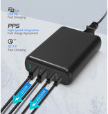 URVNS 4-portowa stacja ładująca - PPS / QC3.0 - 150W Ładowarka USB Ładowarka ścienna Ładowarka ścienna Adapter ładowarki domowej Czarny