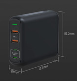 URVNS 4-Port-Ladestation - PPS / QC3.0 - 150 W USB-Ladegerät Steckdose Ladegerät Ladegerät Home Ladegerät Adapter Schwarz