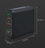 URVNS Station de charge à 4 ports - PPS / QC3.0 - Chargeur USB 150W Chargeur mural Chargeur mural Adaptateur de chargeur secteur noir