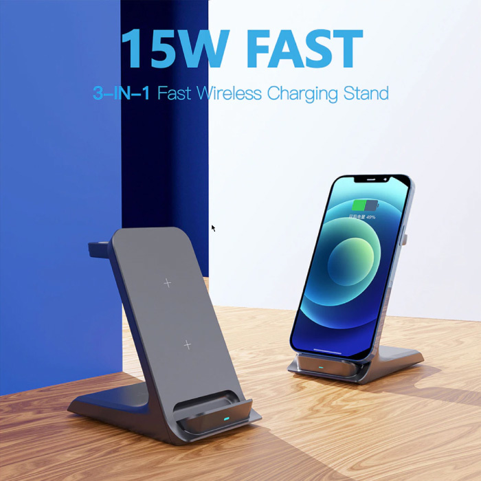 ZUIDID 3 in 1 Oplaadstation - Compatibel met Apple iPhone / iWatch / AirPods -  Charging Dock 15W Wireless Pad Wit