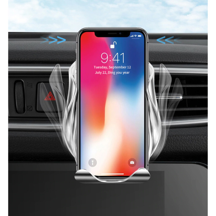 FDGAO Qi Draadloze Autolader 15W - Quick Charge 3.0 - Airvent Clip Oplader Universeel Wireless Car Charging Pad Zilver