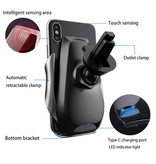 FDGAO Qi Wireless Car Charger 15W - Quick Charge 3.0 - Airvent Clip Charger Uniwersalna bezprzewodowa ładowarka samochodowa Czarna