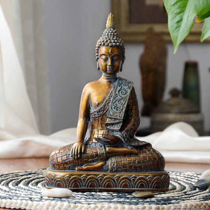 Buddha Statue Thailand - Dekor Ornament Harz Skulptur Garten Schreibtisch