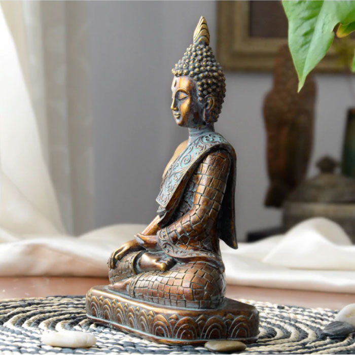 kaping Dicteren Schots Boeddha Beeld - Decor Ornament Hars Sculptuur Tuin Bureau | Stuff Enough.be