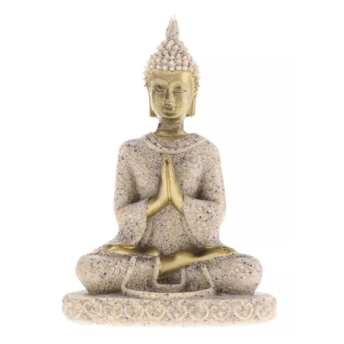 Mini Bouddha Statue - Décor Miniature Ornement Sculpture En Grès Bureau De Jardin