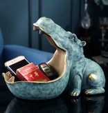 Ermakova Hippo Statue Porte-Clé - Décor Miniature Ornement Résine Sculpture Bureau Bleu