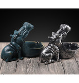 Ermakova Titular de la llave de la estatua del hipopótamo - Decoración miniatura Adorno Resina Escultura Escritorio Azul
