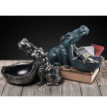 Ermakova Hipopotam Posąg Breloczek - Wystrój Miniaturowy Ornament Rzeźba z żywicy Biurko Ciemnoniebieski