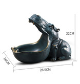 Ermakova Hippo Statue Porte-Clé - Décor Miniature Ornement Résine Sculpture Bureau Bleu Foncé