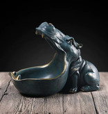 Ermakova Hippo Statue Porte-Clé - Décor Miniature Ornement Résine Sculpture Bureau Bleu Foncé
