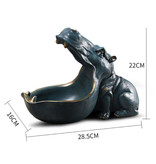 Ermakova Titular de la llave de la estatua del hipopótamo - Decoración miniatura Adorno Resina Escultura Escritorio Plata