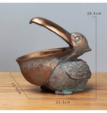 Vilead Pelikaan Beeld Sleutelhouder - Decor Miniatuur Ornament Hars Sculptuur Bureau Brons