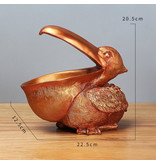 Vilead Pelican Statue Porte-Clé - Décor Miniature Ornement Résine Sculpture Bureau Or