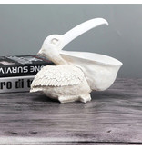 Vilead Portachiavi con statua di pellicano - Decor Miniature Ornament Resin Sculpture Desk White
