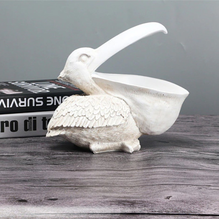 Figurka Pelikana Brelok - Wystrój Miniaturowy Ornament Rzeźba z żywicy Biurko Białe