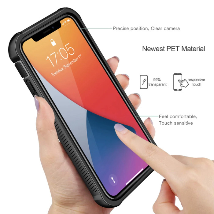 Stuff Certified® iPhone XR 360° Futerał na całą obudowę Bumper Case + folia ochronna na ekran – pokrowiec odporny na wstrząsy, czarny