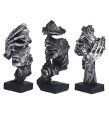 Stuff Certified® Norwegische Skulptur Abstrakt - Hörendes Dekor Statue Ornament Harz Garten Schreibtisch Silber