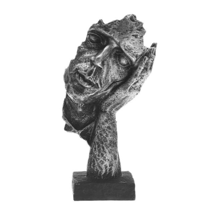 Norwegian Sculpture Abstract - Decoración para escuchar Estatua Ornamento Resina Escritorio de jardín Plata