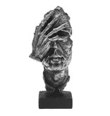 Stuff Certified® Sculpture Norvégienne Abstrait - Pensée Décor Statue Ornement Résine Bureau de Jardin Argenté