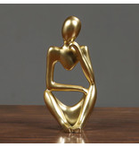 Stuff Certified® Scultura del pensatore Immagine astratta - Decoro Statua Ornamento Scrivania da giardino in resina Oro