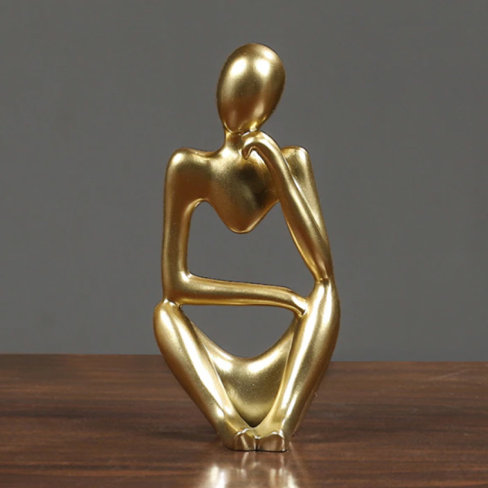 Thinker Sculpture Abstract Image - Decor Statue Ornament Resin Garden Desk Gold