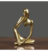 Stuff Certified® Pensador Escultura Imagen Abstracta - Decoración Estatua Adorno Resina Jardín Escritorio Oro