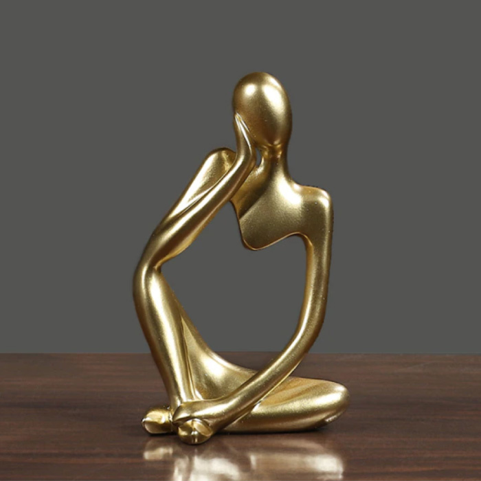 Stuff Certified® Denker Skulptur Abstraktes Bild - Dekor Statue Ornament Harz Garten Schreibtisch Gold