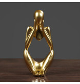 Stuff Certified® Denker Skulptur Abstraktes Bild - Dekor Statue Ornament Harz Garten Schreibtisch Gold