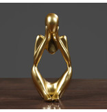 Stuff Certified® Thinker Sculpture Abstract Image - Decor Statue Ornament Resin Garden Desk Gold